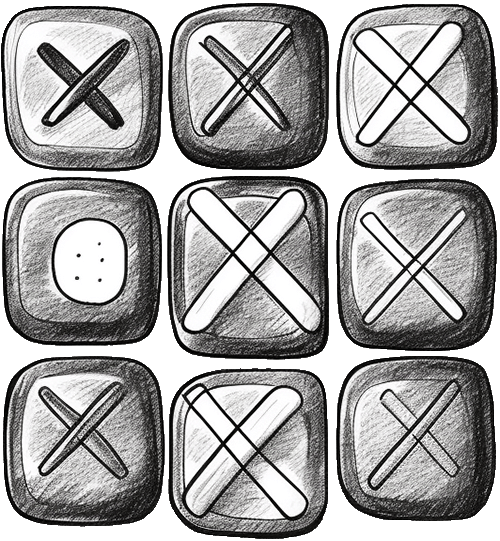 Hand drown tic tac toe game board